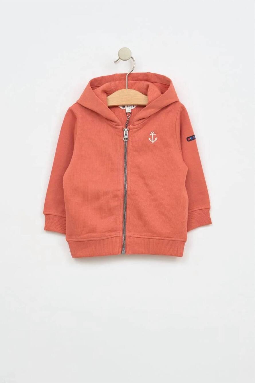 NEW BATELA baby's nautical cotton zip hoodie in apricot